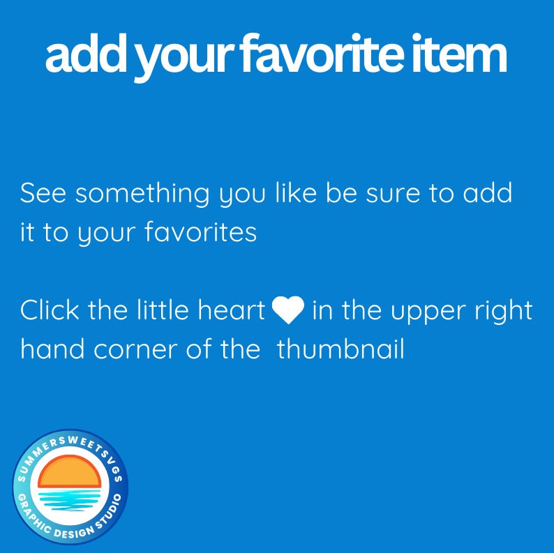 Pode incluir: Gr&aacute;fico azul com texto branco que diz "adicione seu item favorito". Texto adicional incentiva os usu&aacute;rios a adicionar itens aos seus favoritos clicando no &iacute;cone de cora&ccedil;&atilde;o no canto superior direito. Um logotipo est&aacute; no canto inferior esquerdo.