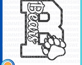 Cheer Svg letter design paw prints love bears svg Cheerleader Cricut Cut file silhouette svg  eps png dxf digital cut file school spirit