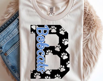 Bobcats SVG, letra B SVG, huellas de patas SVG, porristas SVG, diseño de espíritu de equipo para niñas y niños, archivo para Cricut o Silhouette, descarga digital