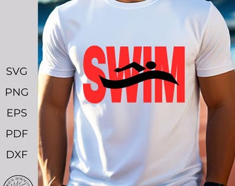Swim svg, Swimming tshirt svg, School swim team svg, boys or girls swimmer Cut File for Cricut, Silhouette (Digital Download)
