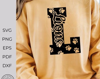 Lions svg, paw print, Cheer svg, cheer mom,school mascot svg, team spirit, tshirt design, svg png dxf, eps,cricut cut file, instant download