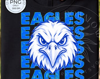 Eagles PNG, Bird Mascot for sublimation, Preppy Game day mascot shirt, School test day png, Hand Drawn distressed font,digital download
