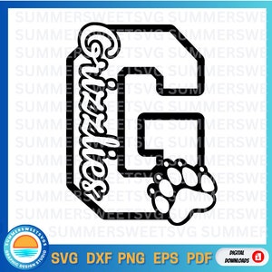 Grizzly SVG school spirit svg dxf png Cheer team spirit grizzlies Cricut Cut Files Silhouette cut design digital cut files download monogram