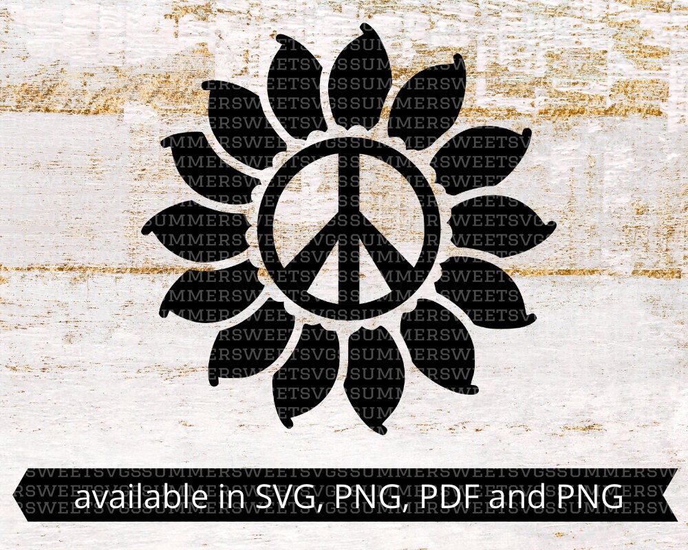 Sunflower svg file peace sign svg sunflower summer shirtsvg Etsy