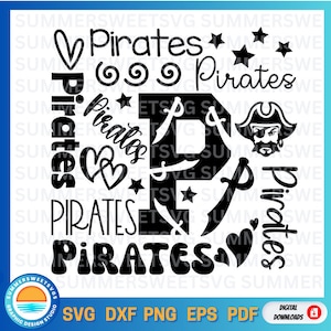 Pirates Typography svg, Pirates svg, Pirates cheer svg, school Spirit svg, School shirt design, cricut cut file, silhouette, svg,png, dxf