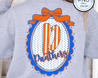 Preppy School Mascot png, Polka Dot School Shirt Monogram, Coquette Bow Craft File, Retro Panthers Sublimation, Digital Download
