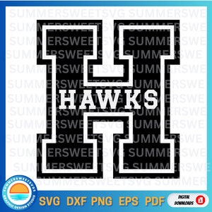 Hawks svg, Cheerleader svg, letra H svg, cheer svg, team spirit svg, diseño de letras, svg eps png dxf, archivos de corte cricut, archivos de corte digital de vinilo