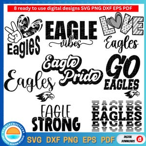 Eagles svg bundle, eagle SVG, strong, vibes SVG, Cheerleader, Cheer mom svg, cut files for cricut or silhouette, svg, png, dxf, download