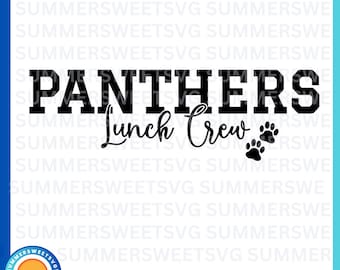 Equipo de almuerzo de los Panthers SVG, Equipo de almuerzo svg, comedor, cafetería, cocinera, escuela dxf, eps svg, png, descargas instantáneas, archivo de corte cricut, equipo