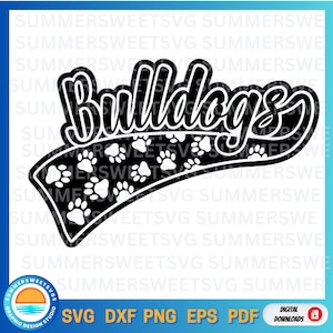 Bulldogs SVG, paw print SVG, bulldog png, school spirit, elementary school svg,back to school, cricut cut file, dxf,download, silhouette