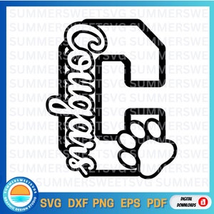 Cougar svg, Cheer svg, paw print svg, team spirit svg, back to school design,cricut cut file, eps svg, png, dxf, silhouette,instant download