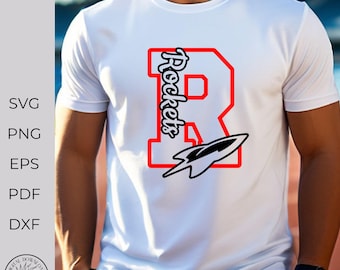 Rockets SVG,  Rocket spirit day shirt svg, Varisty letter R svg, school spirit svg, sublimation png, cricut cut files, Digital Download