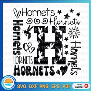 Hornets Typography svg, Hornets svg, Hornets cheer svg, Team Spirit svg, School shirt design, cricut cut file, silhouette, ep svg,png, dxf