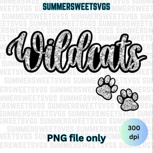 Wildcat PNG, wildcat paw print, wildcats sublimation design, wildcat glitter look digital download for sublimation or printing