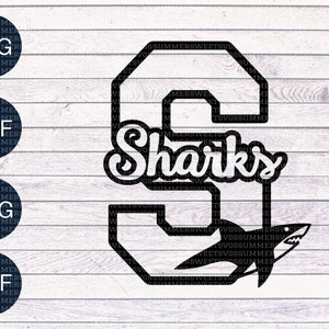 Sharks Svg File Shark Fin Shark Svg School Spiritcheer - Etsy