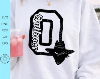 Outlaws svg, Varsity letter O, printable Outlaw cheer mom design, Boys team shirt sublimation png, school mascot graphic digital download