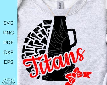 Titans svg, megaphone, cheerleader, team spirit, cheer design, svg eps png dxf, cricut cut file, digital cut file, monogram,iron on transfer