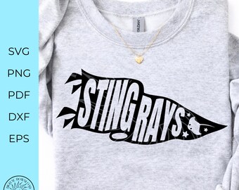 Stingray svg, plik school spirit svg, maskotka Varisty png, grafika flagi proporczykowej svg, plik cięcia obwodowego, sylwetka dxf svg eps, plik cyfrowy