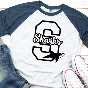 Sharks Svg File Shark Fin Shark Svg School Spiritcheer - Etsy