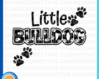 Bulldog SVG, paw print SVG, Little bulldog, elementary school monogram svg, back to school, cricut cut file, eps, svg, png, dxf, kids svg