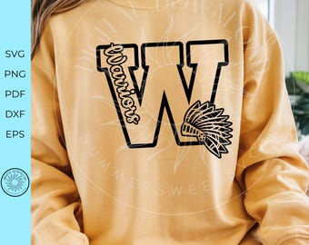 Warrior svg, Warrior Cheerleader svg, Varsity letter W svg,school spirit letter design,Sport Mama svg, School Mascot Shirt, Digital Download