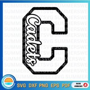 Cadetten svg-bestand, grote letter C svg, teamgeest, cadettenmoeder, voetbal, cricut gesneden bestand, digitale download, niet-groepeerbaar, monogram, silhouet