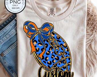 Custom Football PNG, Custom School name png, Cheer Graphic, Leopard Print Sublimation (Digital Download)