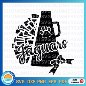 jaguar Svg, Cheer svg, megaphone svg, pom pom,  cheer mom, team spirit svg, tshirt design, svg, png, dxf, cricut cut files,digital cut files
