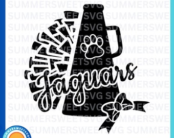 jaguar Svg, Cheer svg, megaphone svg, pom pom,  cheer mom, team spirit svg, tshirt design, svg, png, dxf, cricut cut files,digital cut files