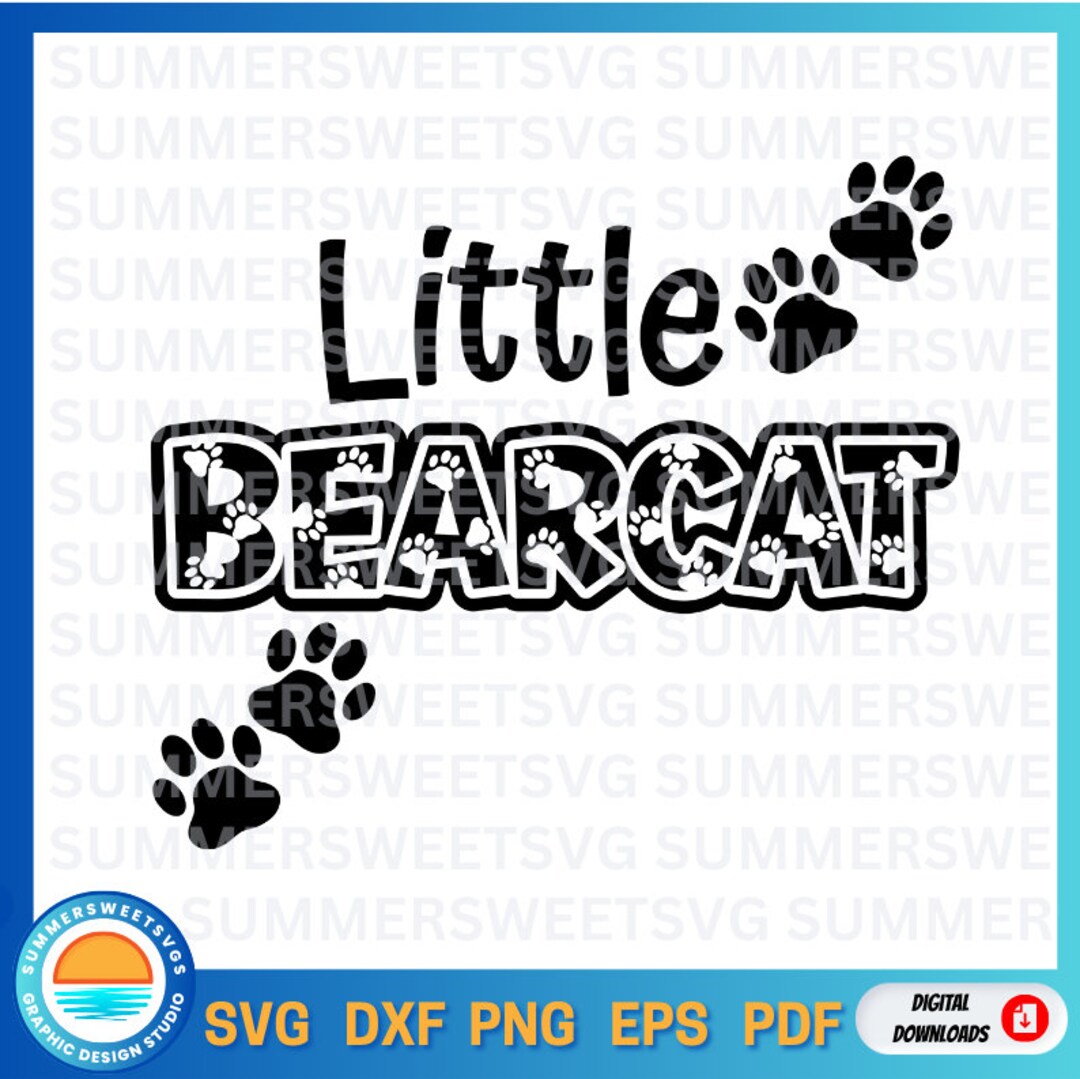 Bearcat SVG, Paw Print SVG, Little Bearcat, Elementary School, Monogram
