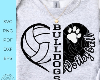 Bulldogs svg, Bulldog png, Volleyball cut file, Bulldog volleyball mom svg,  bulldog paw print, svg png dxf eps pdf, cricut project svg