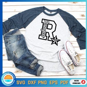 Cheer svg, monograma, letra R svg, orgullo escolar svg, sublimación png, Rangers, svg, png, eps, dxf, archivos de corte cricut, archivos de corte digital