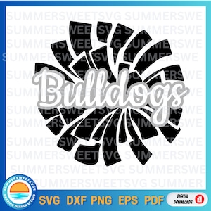 Animadora svg dxf png pom pom megáfono equipo de animadoras bulldogs svg cricut silueta corte archivo cheer svg cameo ungroupable descarga digital