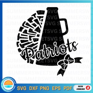Patriots Svg, Cheer svg, megaphone svg, pom pom,cheer mom, achool spirit svg, svg, png, dxf, cricut cut files, digital cut files, boys girls
