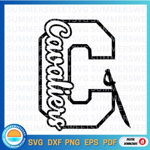 Cavaliers SVG, letra C SVG, design para meninos ou meninas, espírito escolar, sublimação png, svg eps png dxf, arquivos de corte Cricut, arquivo digital, Cavalier