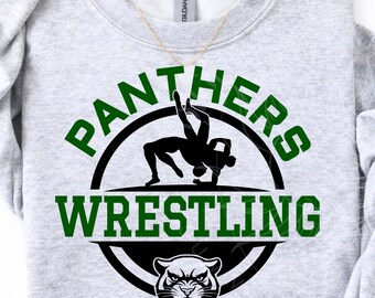 Panthers Wrestling SVG DXF PNG Sport SVG Projekt Zapaśniczy Plik Cricut Cut Projekt Zapaśniczy Dla Dziewcząt Chłopców Mężczyzn Koszulka z Sylwetką Ducha Zespołu