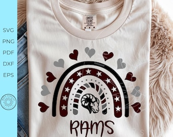 Rams svg, school spirit Svg, rainbow rams svg ,Cheerleader png, elementary school shirt, Cricut Cut file, silhouette, digital download