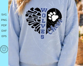 Wolves svg, Cheer squad Design, Wolves cheerleader team spirit graphic, Cheer mama svg,  cricut or silhouette cut file, digital download