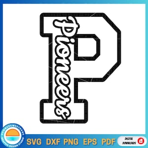 pioneros svg, pionero, sublimación png, monograma svg, orgullo escolar, espíritu escolar, archivo de corte cricut, imagen imprimible, descarga digital