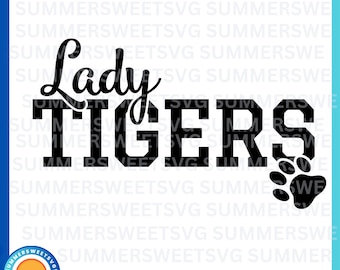 SVG de tigres, SVG de espíritu de equipo, diseño de tigresa, PNG, DXF, EPS, archivo de corte para Cricut, archivo de corte digital, orgullo escolar, monograma, sublimación, transferencia