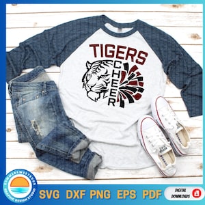 tigers svg, Tigers png, Tigers cheerleader svg, cheerleader pompom cut file, cheer shirt design svg, cricut cut file, silhouette,spirit svg