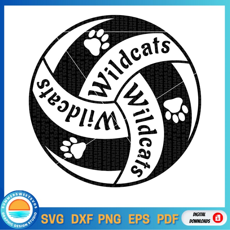 Digital wildcats volleyball design in SVG, PNG, EPS, DXF formats for sublimation and crafting machine such as  Silhouette, Cricut, broth and more.