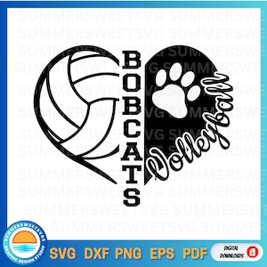Bobcats svg, bobcat png, volleyball svg, bobcat heart svg, mascot svg, school spirit svg, cricut cut file, silhouette, dxf file, digital