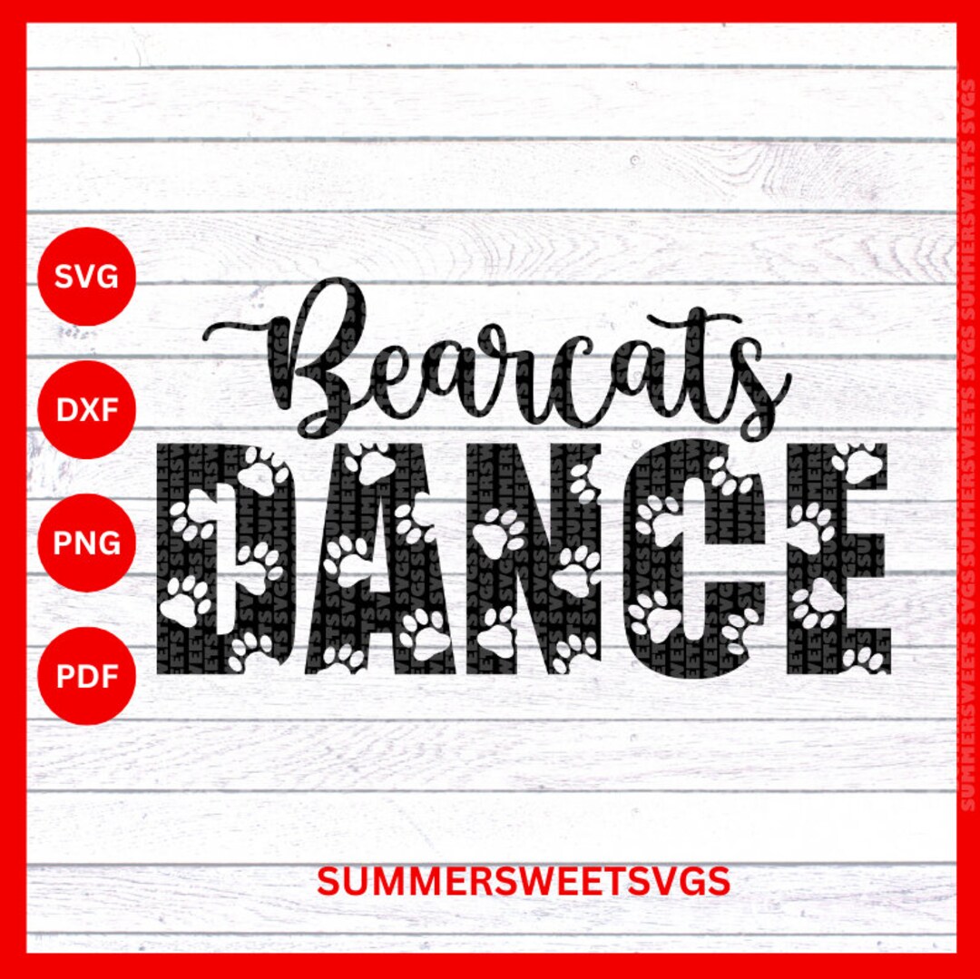Bearcat Dance SVG Dancer Svg Cheer Svg Paw Print Cut Etsy