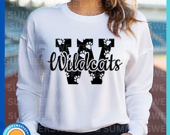 Wildcat SVG, paw print SVG, Cheerleader, Cheer mom, Letter monogram, cut file for cricut or silhouette, svg, png, dxf, download, sublimation