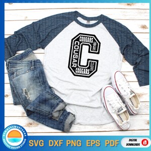 Cougar svg, png cougar, word art svg cougar, typographie png de couguar, mascotte svg, conception de chemise d'école, esprit de fierté d'équipe fichier coupé pour cricut