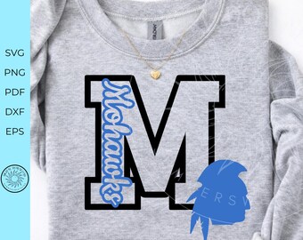 Mohawks SVG,  Varsity Letter M svg, Mohawk team spirit Design,cheer  shirt monogram, cricut cut file, Team sublimation png, digital download