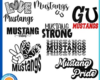 Mustang svg bundle, mustangs SVG, horseshoe SVG, Cheerleader, Cheer mom svg, cut files for cricut or silhouette, svg, png, dxf, download