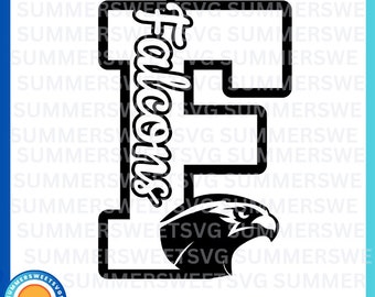 Falcon svg dxf png eps Falcons boys cheer printable letter F cheer mom letter design cricut cut file digital cut files ungroupable