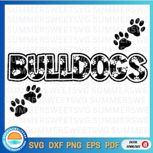 Bulldogs SVG, pootafdruk SVG, bulldogs, basisschool monogram svg, terug naar school, cricut gesneden bestand, svg, png, dxf, digitale downloadbestand